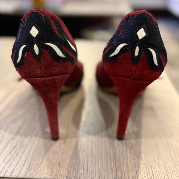 Isabel Marant Kylie Red and Black Heels - Picture 4 of 7